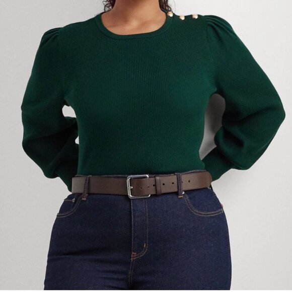 Lauren Ralph Lauren Black Label Green Sweater Sz XXL Gold Buttons Preppy - Picture 8 of 9